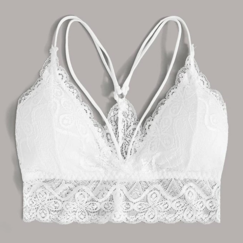 Lace bralette padded white - Picture 1 of 2